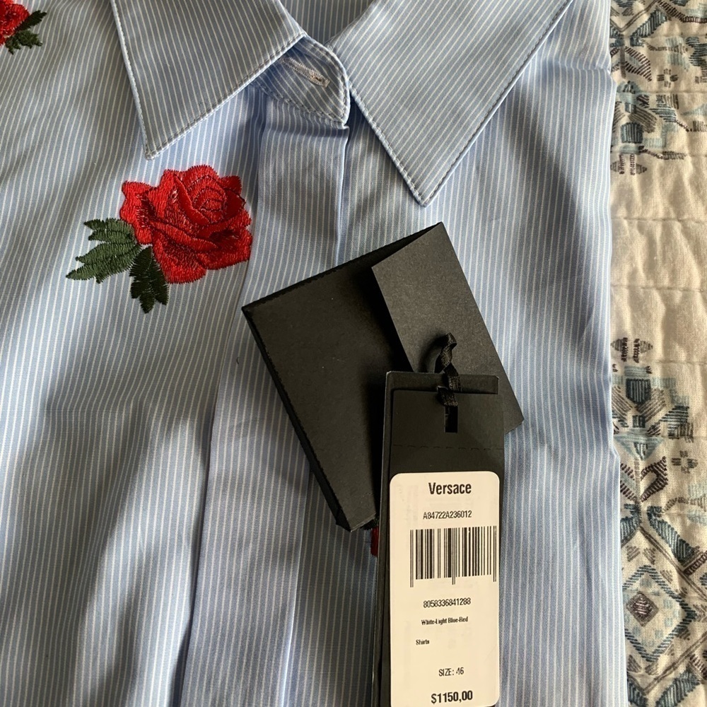 Versace rose-embroidered shirt - Picture 6 of 13